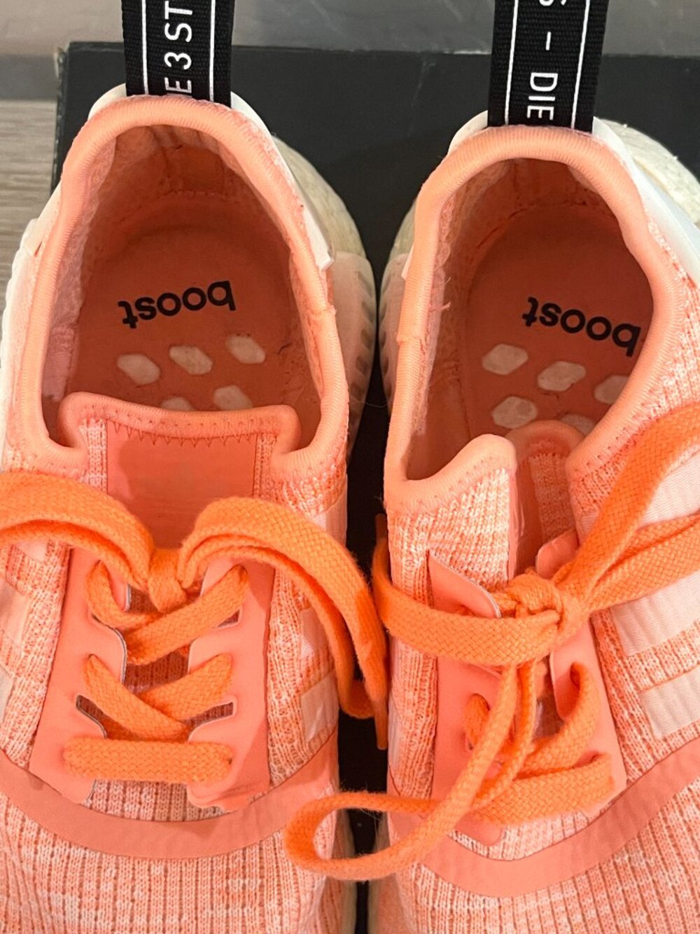 Adidas NMD R1 Athletic Shoes Sunglo Peach Pink Coral White 6 with Box - Picture 9 of 12